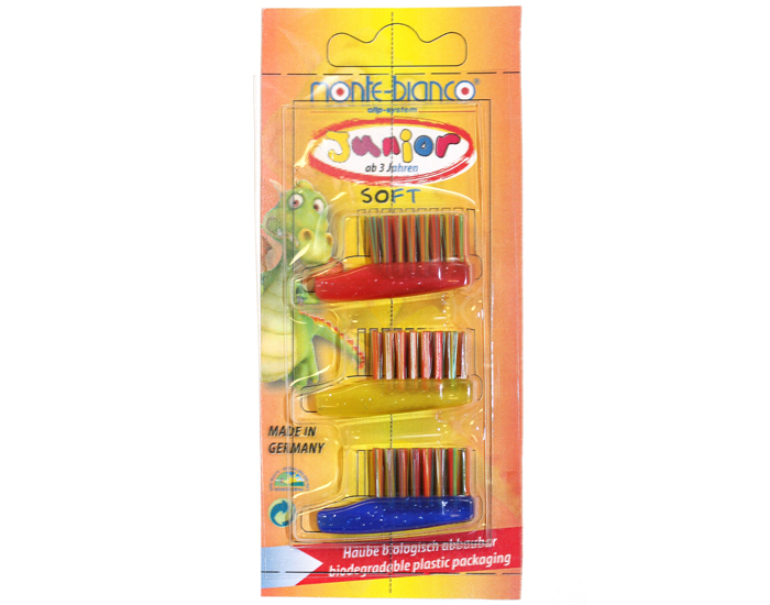 MONTE-BIANCO T�tes Interchangeables pour Brosse � Dents Junior - Manche Paillet� - Souple