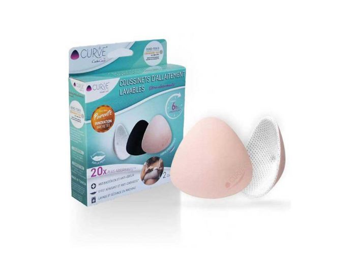 CACHE COEUR Lot de 2 coussinets d'allaitement lavables Essentiel Slim Curve - Jour 