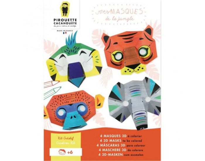 PIROUETTE CACAHOUETE Masques de la Jungle  Fabriquer & Colorier - Ds 6 ans