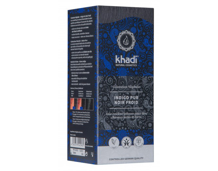 KHADI Coloration Naturelle aux Plantes - Indigo Pur Noir Froid - 100 g