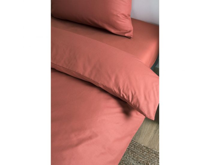 KADOLIS Housse de Couette Enfant Unie en Coton Bio - Terracotta