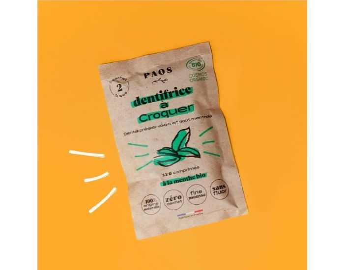 PAOS  Dentifrice Bio � Croquer (MENTHE) - Sachet De 125 Comprim�s
