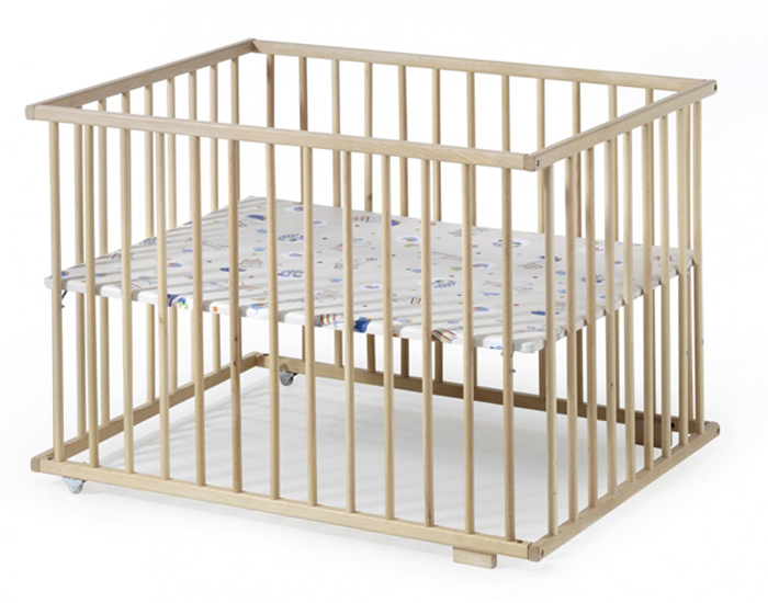 SCHARDT Parc Bb Uno Plancher Rglable et 2 Roulettes - Bois Massif Huil - 75 x 100 cm