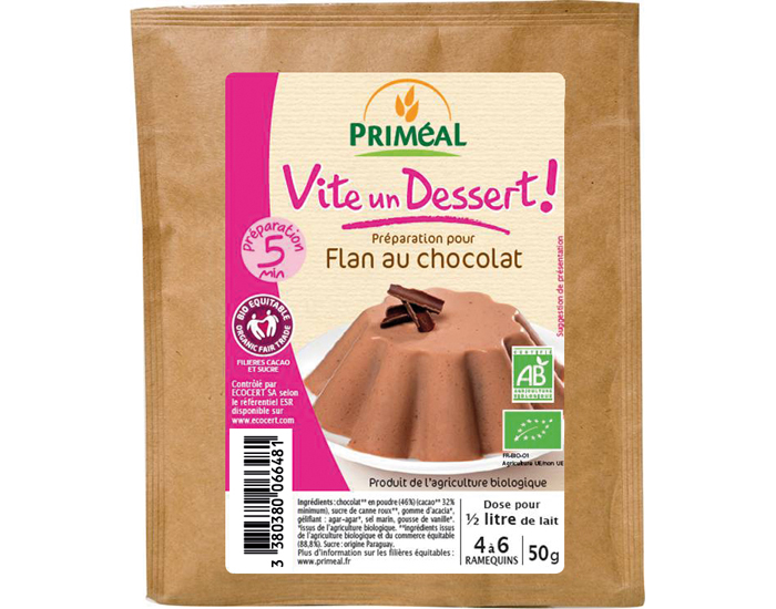 PRIMEAL Vite Un Dessert ! Flan au Chocolat - 50 g