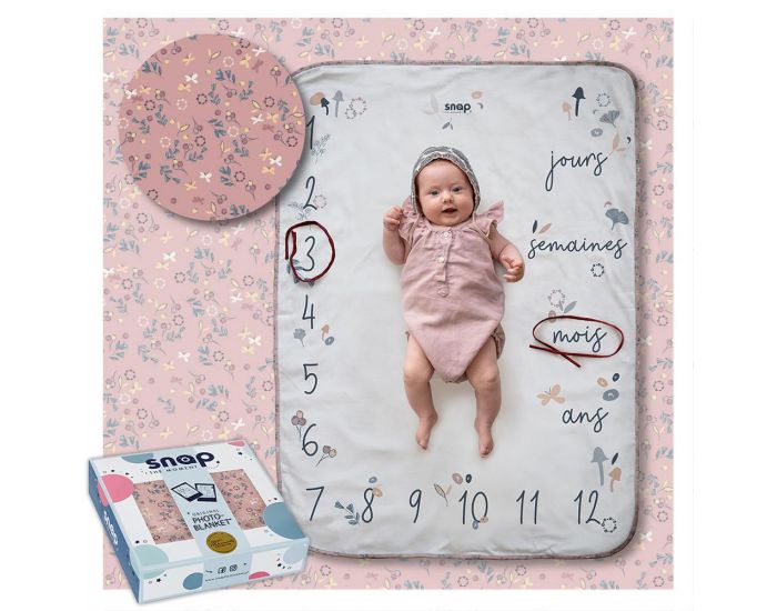 SNAP THE MOMENT Couverture 2 en 1 Photobooth 100% Coton - Flora