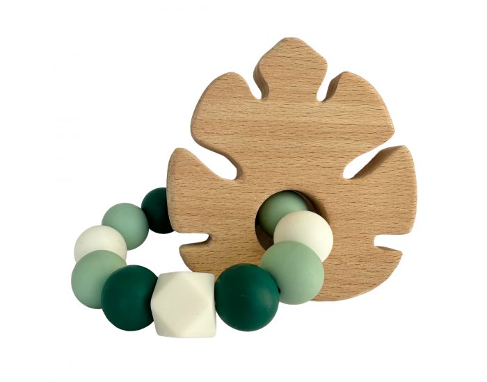 MAWEN MATERNE Hochet Silicone et Bois - Feuille Monstera - Ds 4 mois