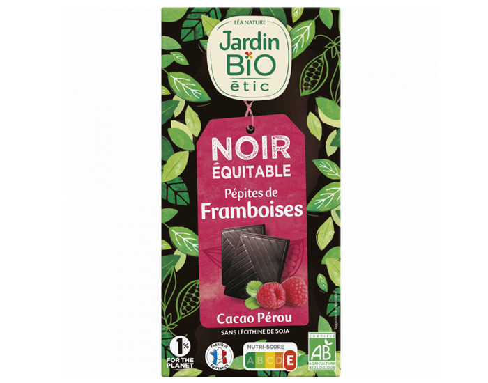JARDIN BIO Chocolat Noir Framboises - 100 g