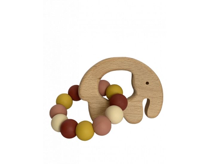 MAWEN MATERNE Hochet Silicone Bois - El�phant - D�s 4  Mois