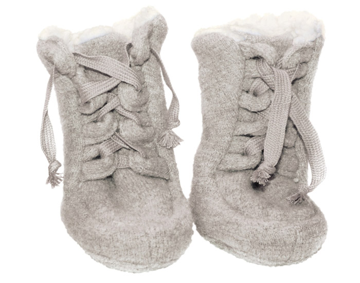 PICKAPOOH Bottines B�b� en Laine Fourr�es � Lacets - Gris