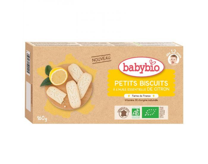 BABYBIO Petits Biscuits  l'huile essentielle de Citron - 160g - Ds 12 mois