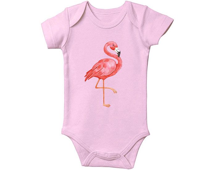 ANIMAL KIDS Body Manches Courtes - Flamant Rose