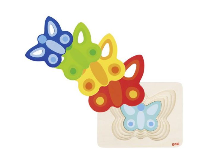 GOKI Puzzle en Bois  Couches le Papillon - Ds 2 ans