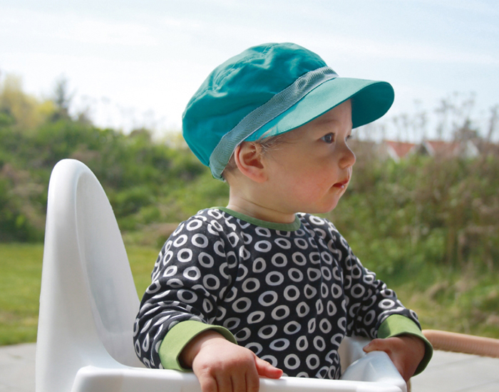 PICKAPOOH Casquette B�b� en Coton Bio Anti UV - Mika - Vert d'eau