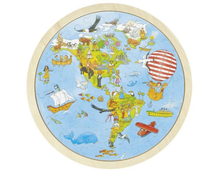GOKI Puzzle en Bois Tour du Monde - Ds 2 ans