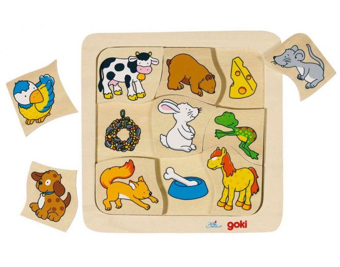 GOKI Puzzle en Bois Qui Mange Quoi ? - D�s 2 ans