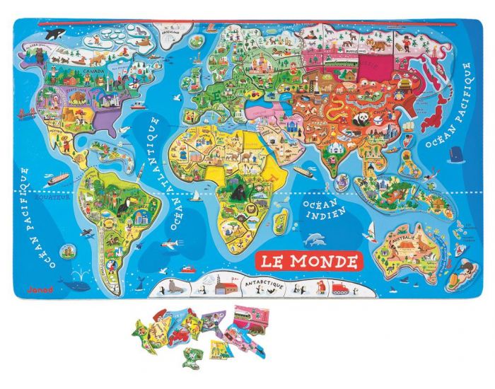 JANOD Puzzle Carte du Monde Magntique - Ds 7 Ans