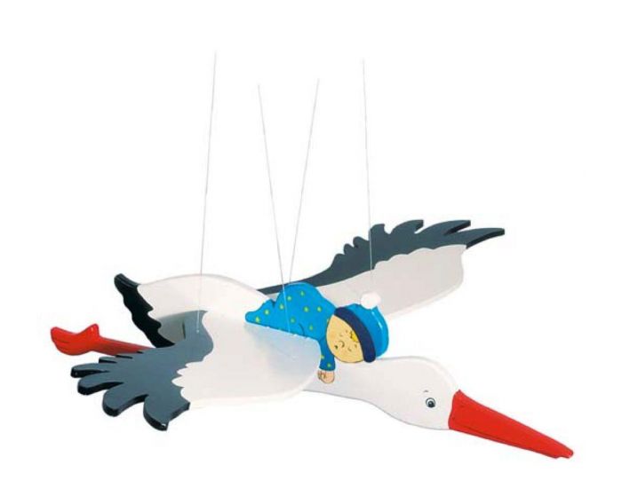 GOKI Mobile en Bois � Suspendre Cigogne avec B�b� 