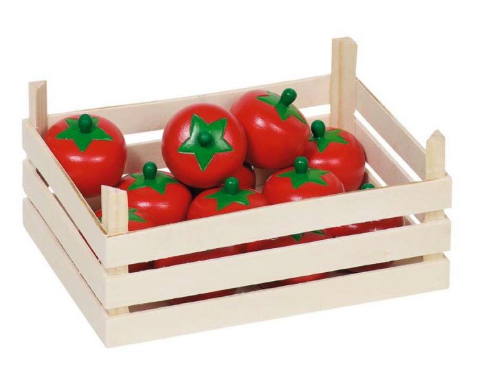 GOKI Tomates dans une Cagette en Bois pour Marchande - Ds 2 ans