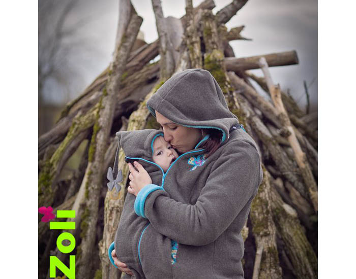 ZOLI Manteau de Portage et de Grossesse avec Capuche B�b� - Taupe Turquoise