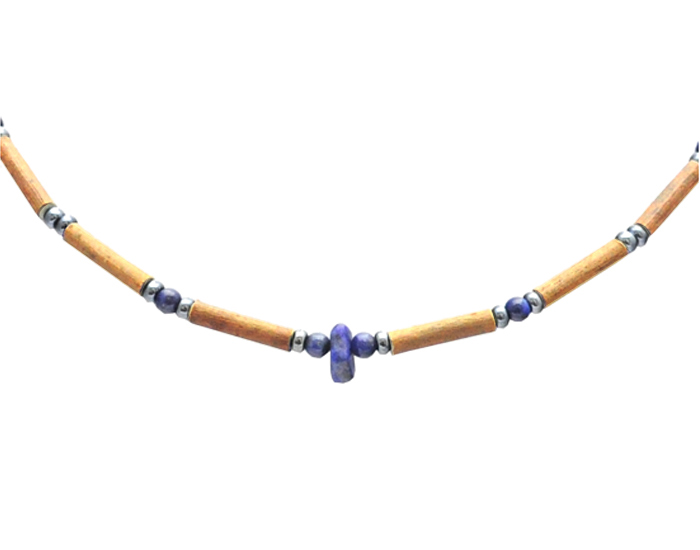 PUR NOISETIER Collier de Noisetier Enfant - Lapis Lazuli et H�matite - 33 cm