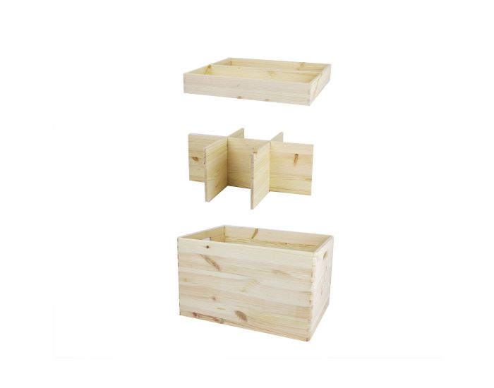EUROPE & NATURE Maxi Boite De Rangement Avec S�paration - Pin Massif - 40x30x24 cm
