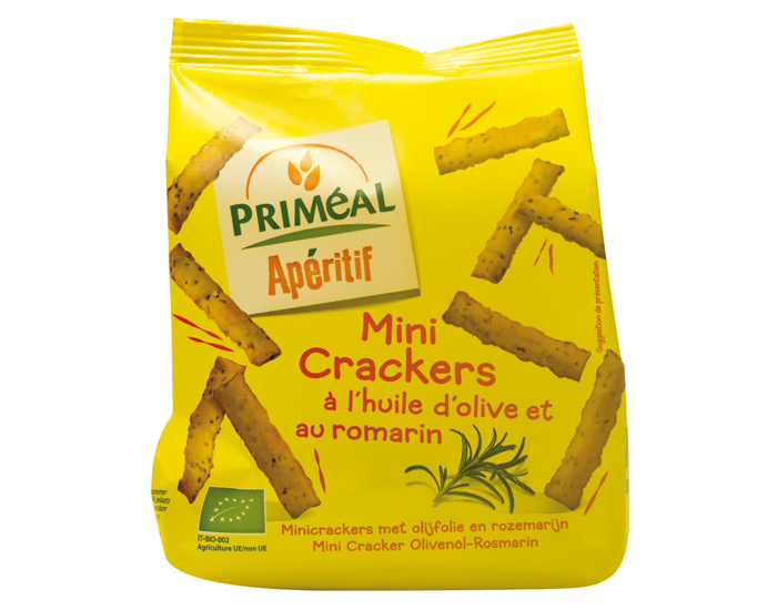 PRIMEAL Mini Crackers � l'Huile d'Olive et Romarin - 100g