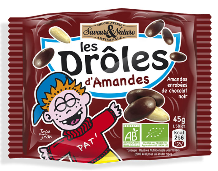 Dr�les d'Amandes Enrob�es de Chocolat Noir - 45 g