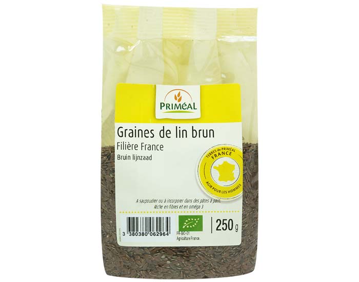PRIMEAL Graines de Lin Brun France - 250 g