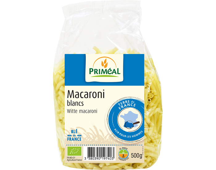 PRIMEAL Macaroni - Pâtes Blanches  500g