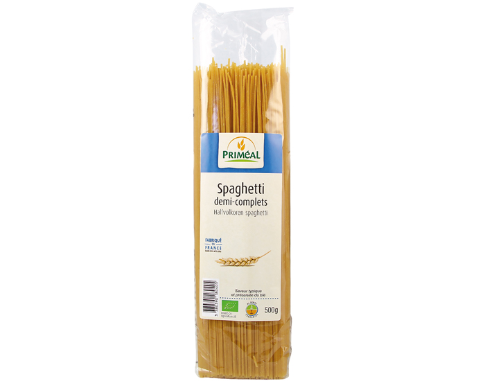 PRIMEAL Spaghetti - Pâtes Demi-Complètes 500g