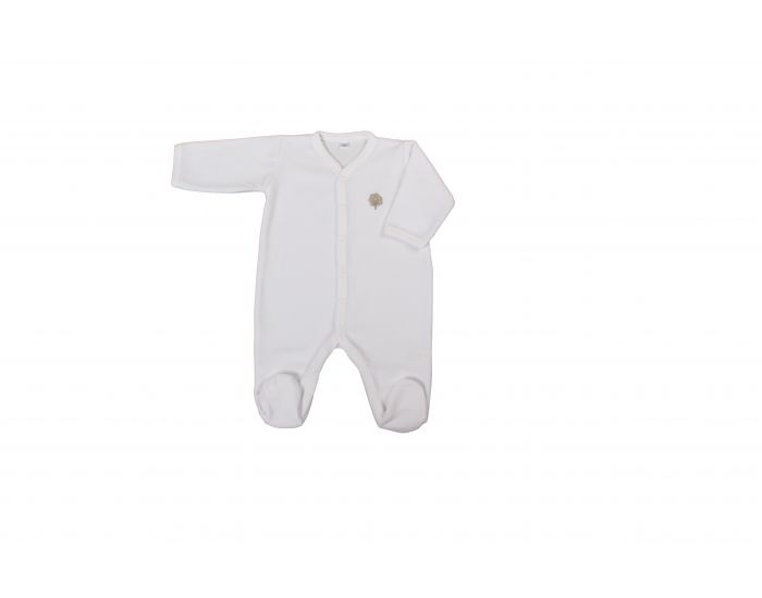 EVEIL ET NATURE Pyjama Velours - 100% Coton Bio - Blanc