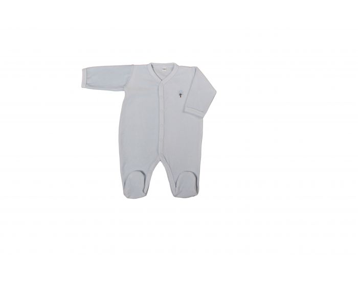 EVEIL ET NATURE Pyjama Velours - 100% Coton Bio - Bleu