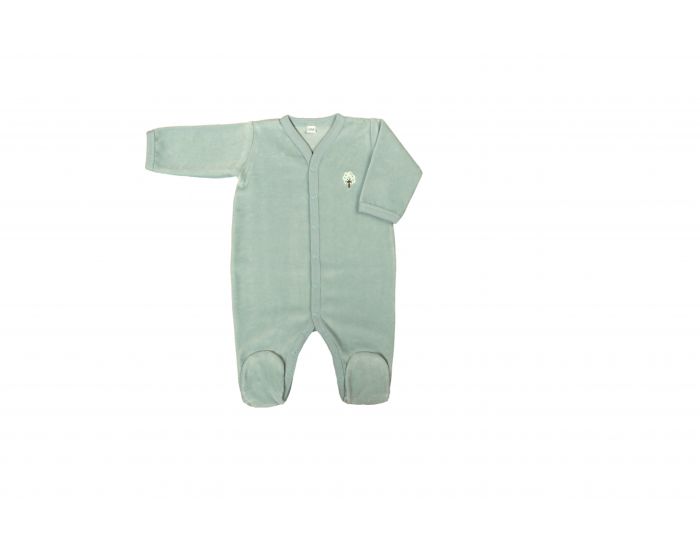 EVEIL ET NATURE Pyjama Velours - 100% Coton Bio - Aqua