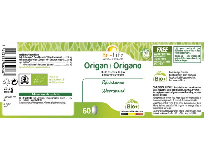 BE-LIFE Origan - 60 Caps Bio
