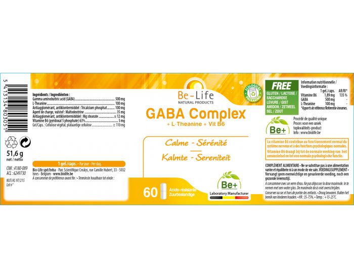 BE-LIFE Gaba Complexe - 60 Glules