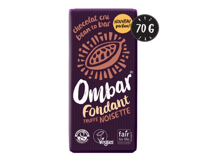 OMBAR Chocolat Noir au Coeur Truff� Noisette - 70g