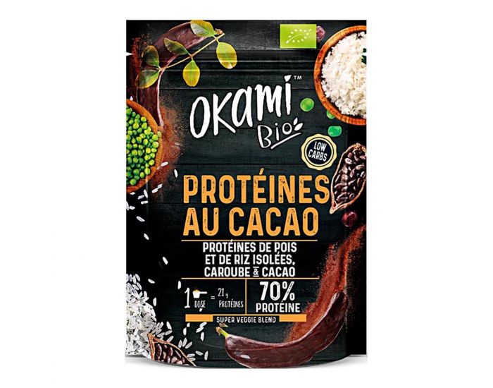 OKAMI Protine De Pois Caroube-Cacao Bio - 500 g