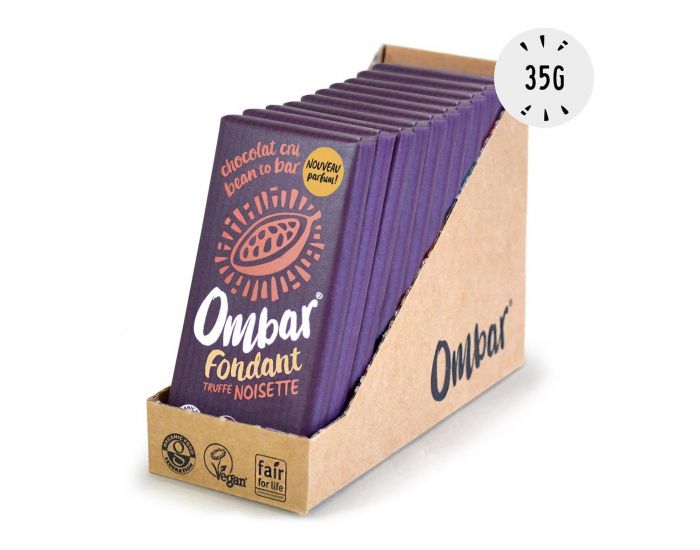 OMBAR Lot de 9+1 Chocolat Noir au Coeur Truff� Noisette - 35g