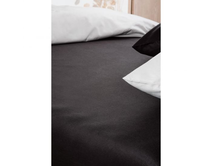JUSTINBED Drap Housse Coton Bio - Adulte Gris Carbone