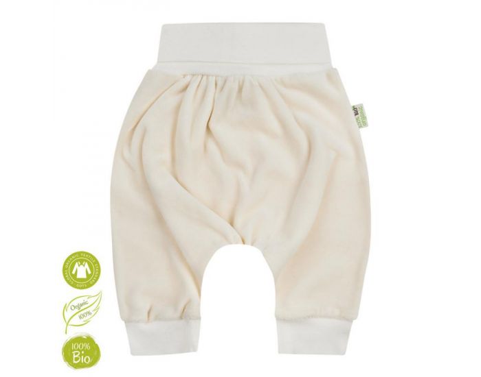 BIOBABY Pantalon Sarrouel Bébé En Velours Coton Bio - Blanc 1 Mois