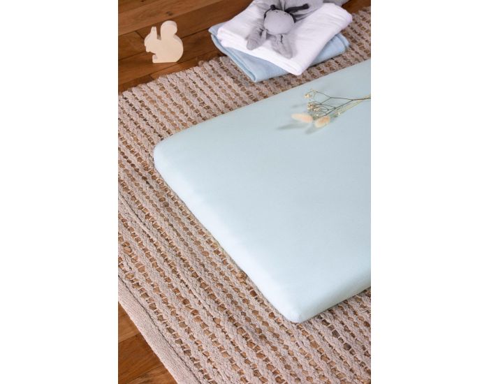 KADOLIS Drap Housse Coton Bio - Berceau/Landau Bleu C�ladon 40 x 80 cm