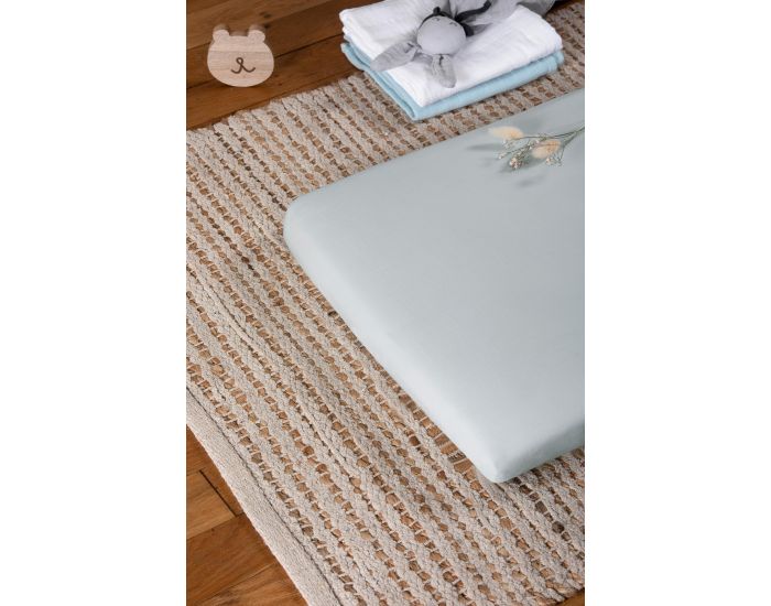 KADOLIS Drap Housse Coton Bio - Berceau/Landau Gris Perle