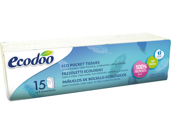 ECODOO Mouchoirs Pocket Ecologiques - 15 Paquets