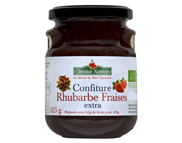 COTEAUX NANTAIS Confiture Rhubarbe Fraises Extra Demeter -  325g 