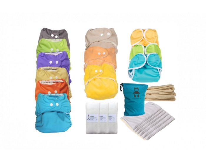 P'TITS DESSOUS Pack Complet de Couches Lavables - Gros Mouilleur - Taille Unique (3-15 kg)