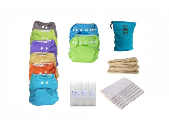 P'TITS DESSOUS Pack Complet de Couches Lavables - Jour Nuit - Taille Unique (3-15 kg)