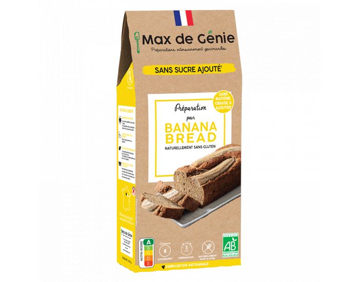 MAX DE GENIE Pr�paration Bio IG Bas - Banana Bread Sans Gluten - 200g