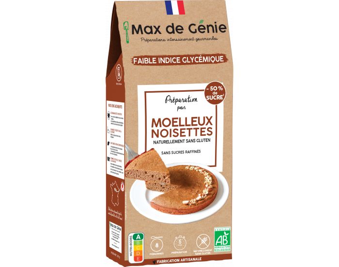 MAX DE GENIE Prparation Bio IG Bas - Moelleux Noisette Sans Gluten - 225g 