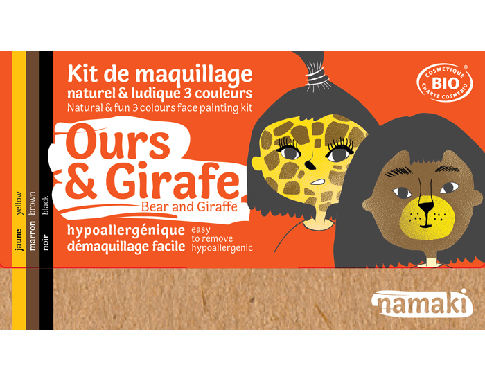 NAMAKI Kit de Maquillage 3 Couleurs - Ours et Girafe