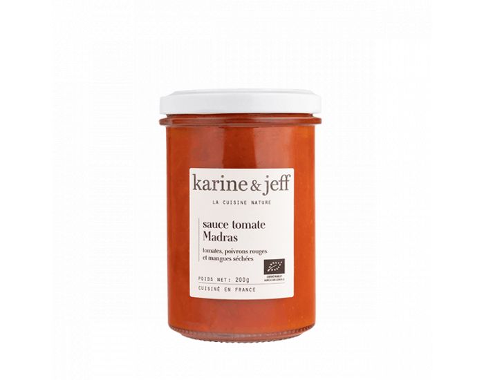 KARINE & JEFF Sauce Tomate Madras - Tomates Poivrons Rouges et Mangues Sches - 200g
